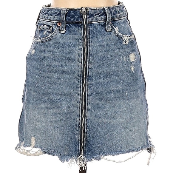 Abercrombie & Fitch Denim Mini Skirt Zip Up Size 24 - Picture 12 of 13